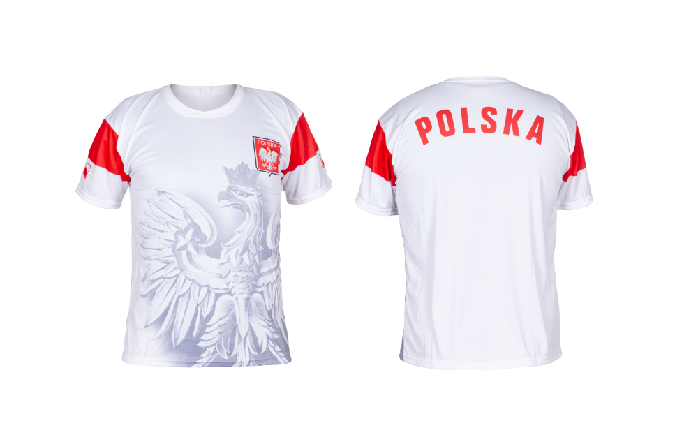 koszulka sportowa kibica POLSKI biała orzeł (K-03)