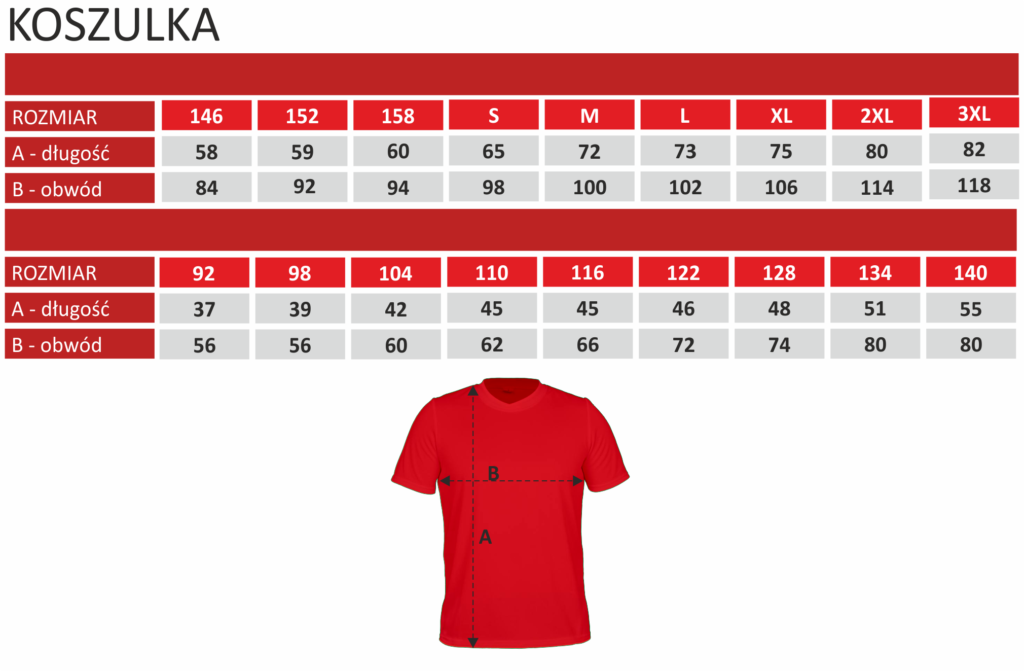 koszulka męska tabela rozmiarów