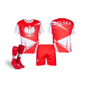 Strój sportowy + getry Polska pasek