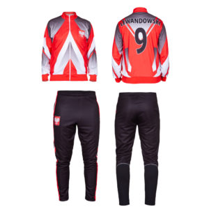 Komplet dres sportowy Lewandowski Polska (bluza wzór 4 + spodnie dresowe czarne Polska)