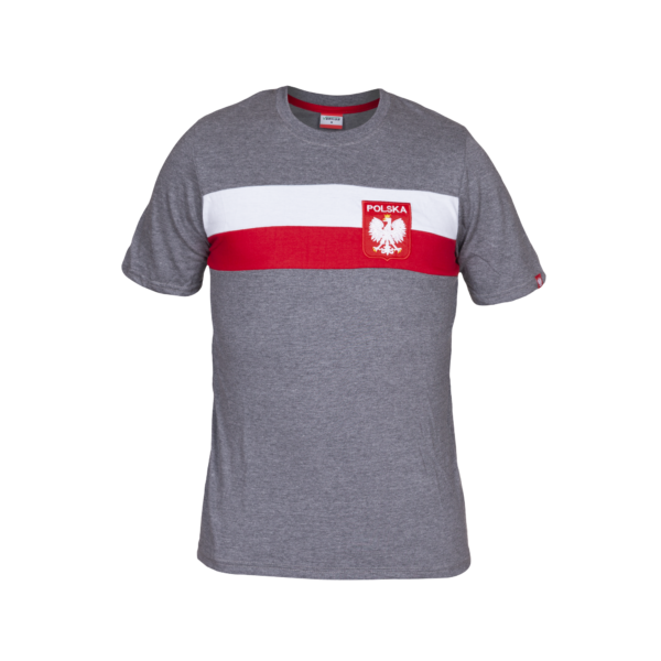 Koszulka-bawełniana-kibica-Polski-męska-flaga-szara-KB-16