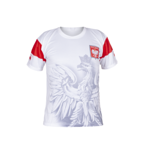 koszulka sportowa kibica POLSKI biała orzeł (K-03)