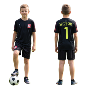 Strój sportowy SZCZĘSNY Polska - czarny (koszulka, spodenki)