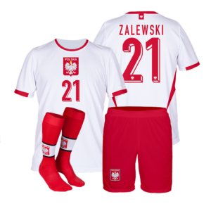 Strój sportowy koszulka spodenki getry ZALEWSKI Polska biały