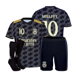 Strój sportowy MBAPPE Real czarny plus getry