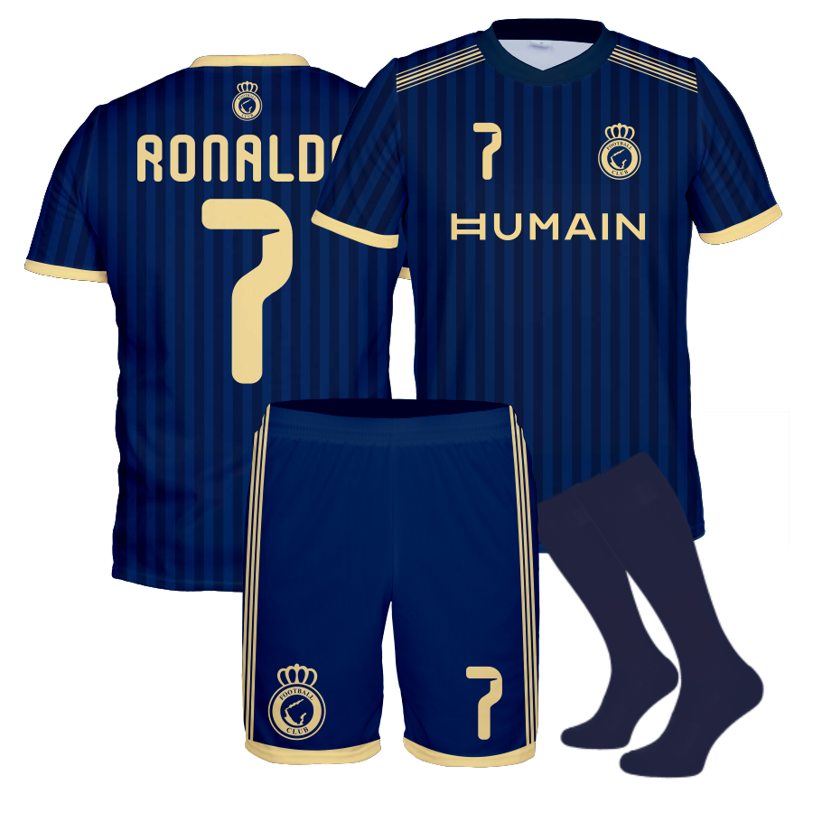 Strój sportowy RONALDO AL NASSR GRANATOWY WYJAZDOWY 2026 koszulka spodenki getry - obrazek 4