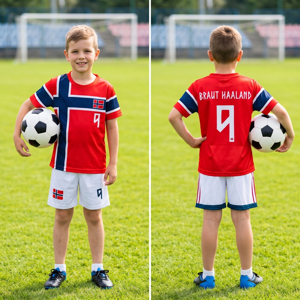 Strój sportowy HAALAND NORWEGIA koszulka + spodenki - obrazek 2